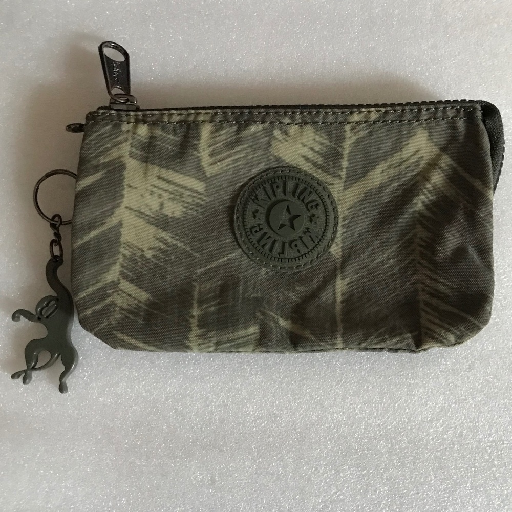 Kipling Wristlet/Pouch/Clutch with 3 zip compartment, monkey keychain included